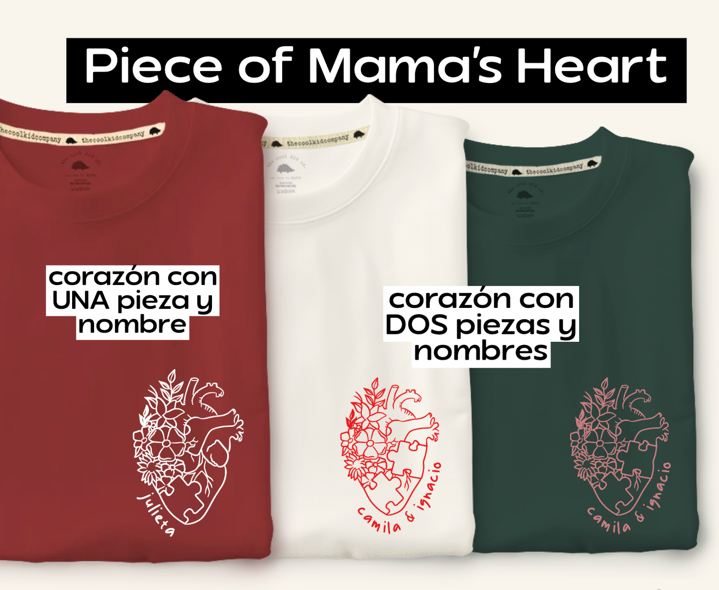 Polo/Polera de Adulto Mama's Heart con piezas