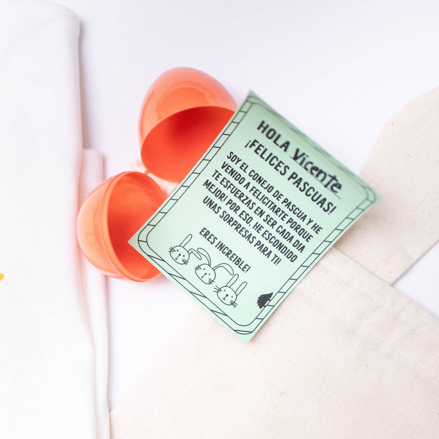 Orejas decorables + huevo con carta del conejo -Easter-