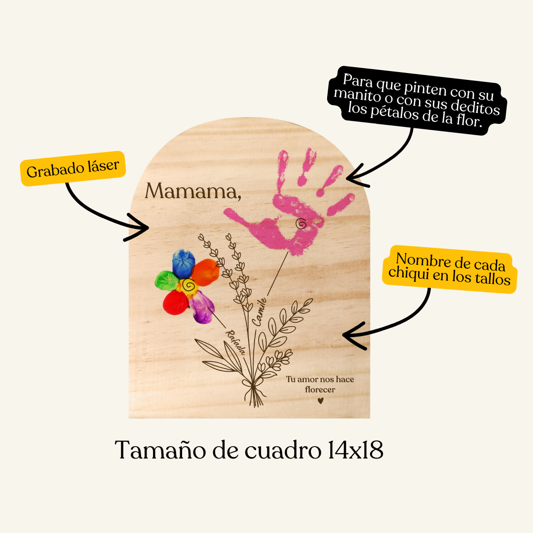 Cuadrito de madera pintable flower personalizado (laser)
