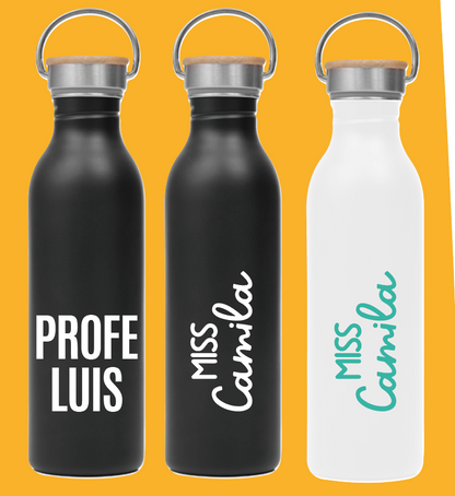 Botella Miss/Profe nombre personalizado