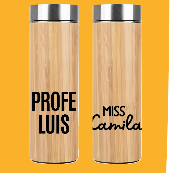 Thermo Bamboo Miss/Profe Nombre Personalizado