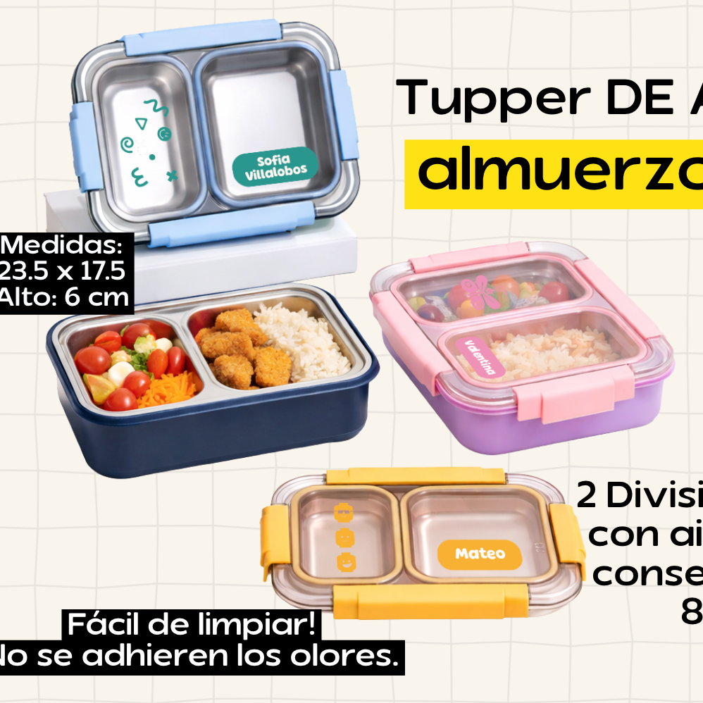 Tupper de acero para ALMUERZO (2 DIV) - B2 Scool