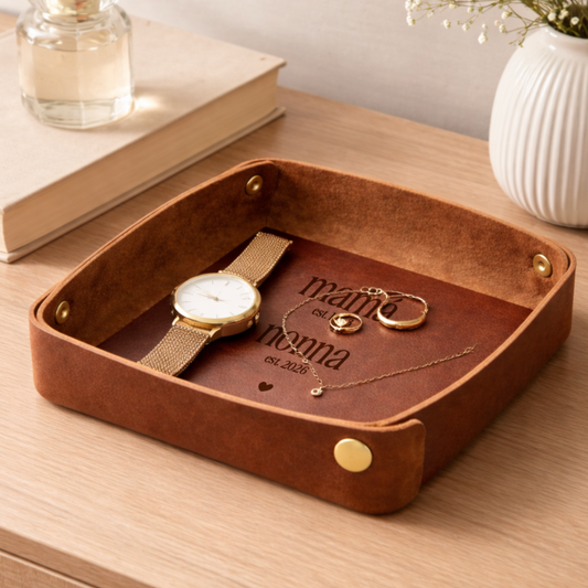 Organizador de Mesa de Noche Cuero Mama est. + Abuela est. Personalizado