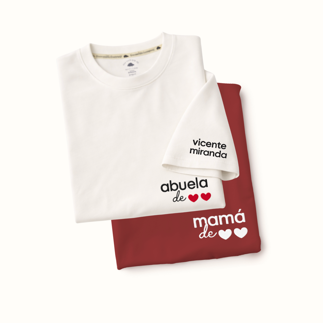 Polera Adulto MAMÁ/ABUELA de 🖤 Personalizada