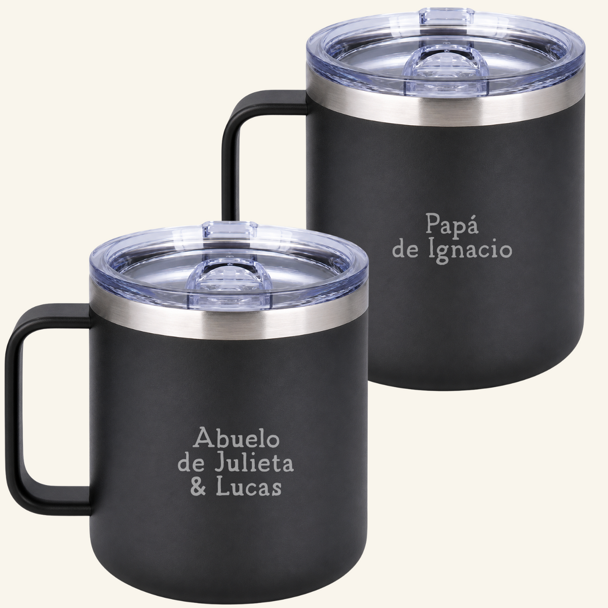 Taza Tumbler de acero Papá/Abuelo de ______ (Nombre Personalizado)