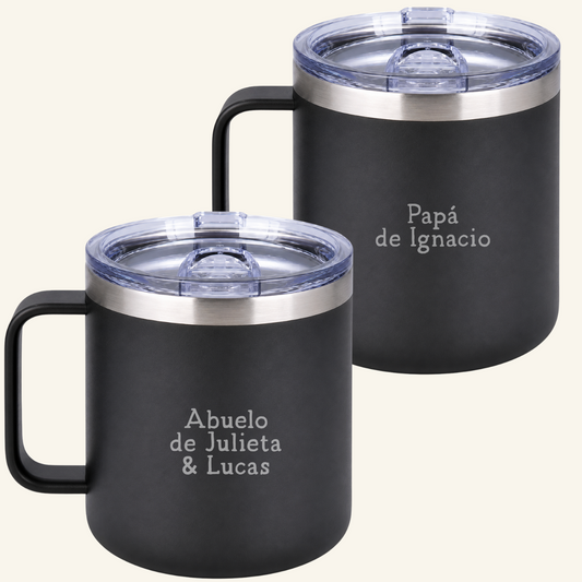 Taza Tumbler de acero Papá/Abuelo de ______ (Nombre Personalizado)
