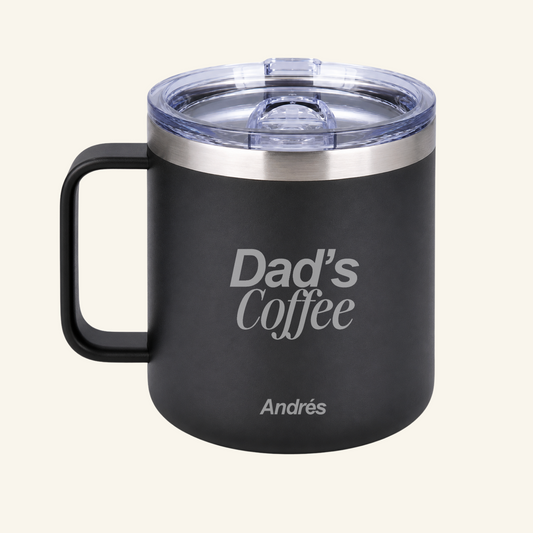 Taza Tumbler de acero Dad's Coffee (Nombre Personalizado)