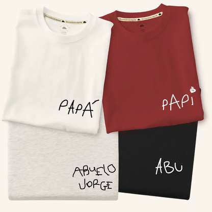 Polera Adulto Mi nombre es Papá (trazo de niño)