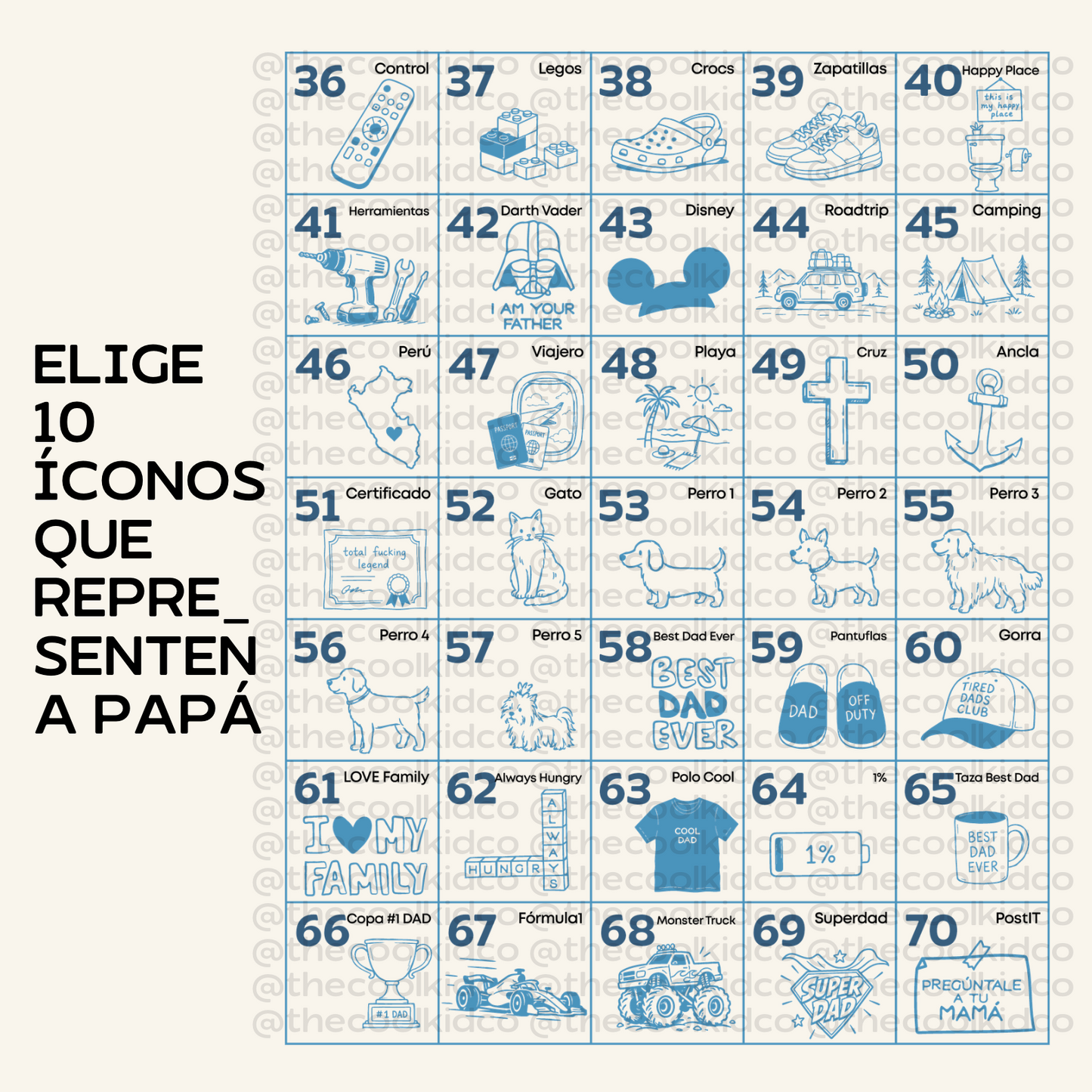 Polo/Polera de Adulto ICONIC DAD (personaliza con tus íconos!)