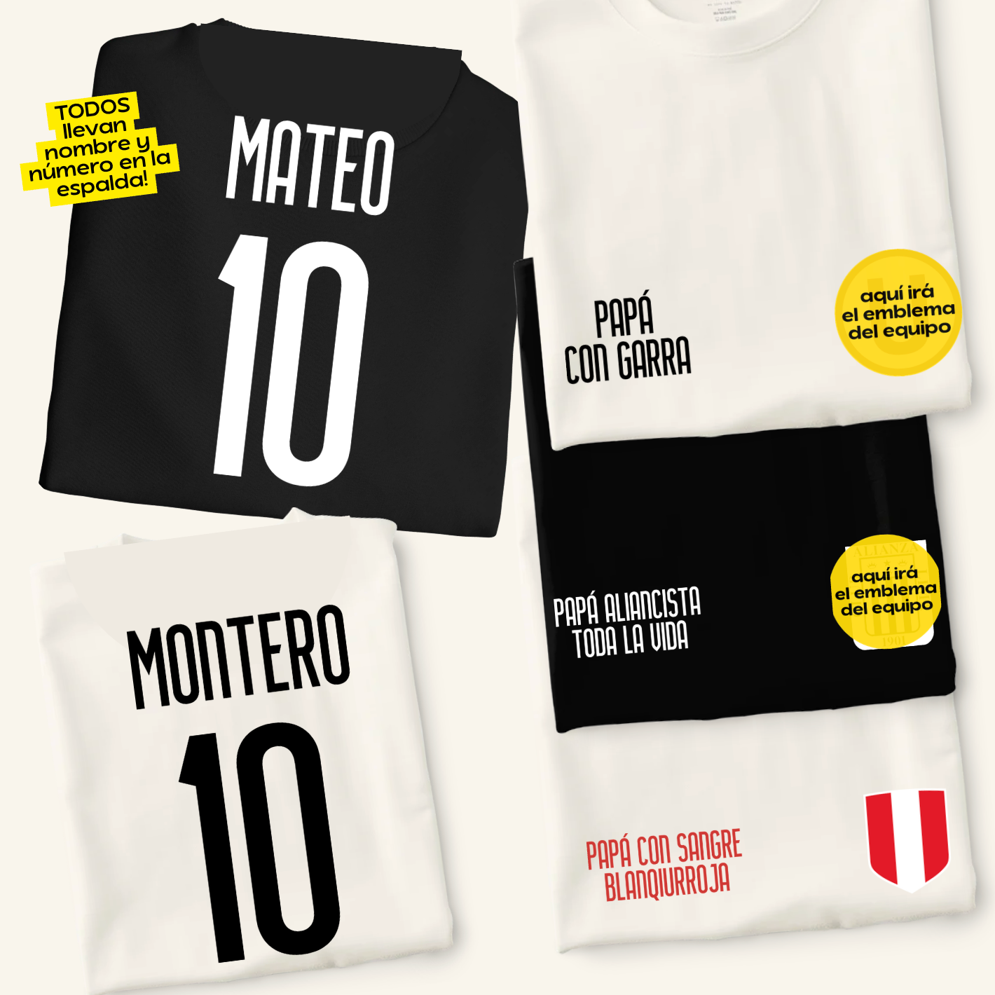 Polo/Polera de Adulto Papá HINCHA (Apellido y Número personalizado)