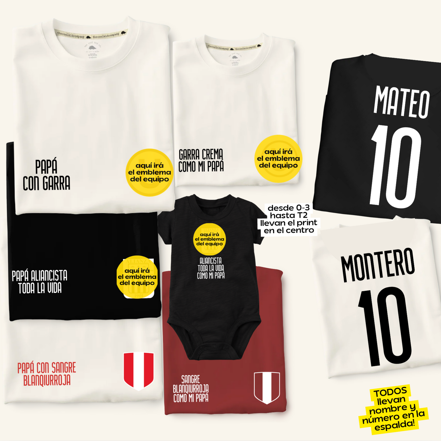 Polo/Polera de Adulto Papá HINCHA (Apellido y Número personalizado)