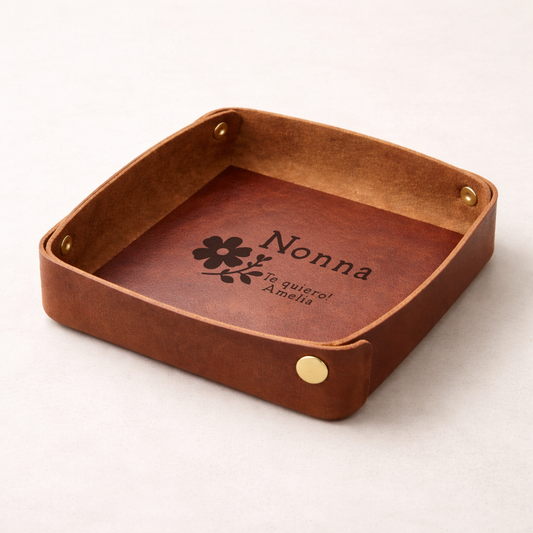 Organizador de Mesa de Noche Cuero Flower Personalizado