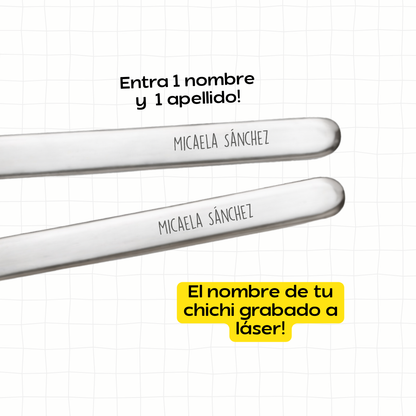 Cubiertos de acero grabado con nombre + estuche - B2 Scool