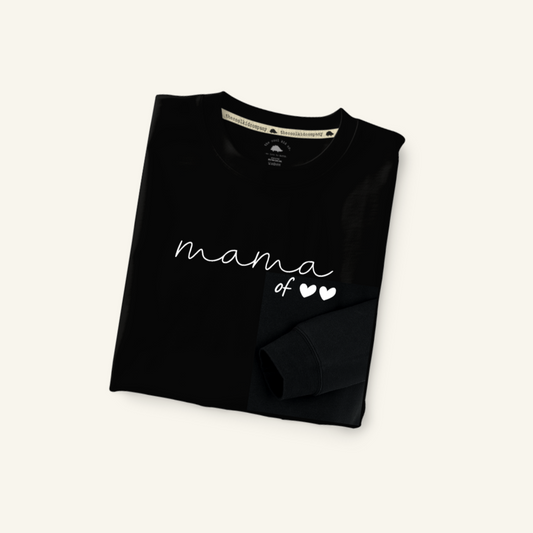 Polo de Adulto MAMA OF 🖤 (corazones # de hijos) personalizado con nombres