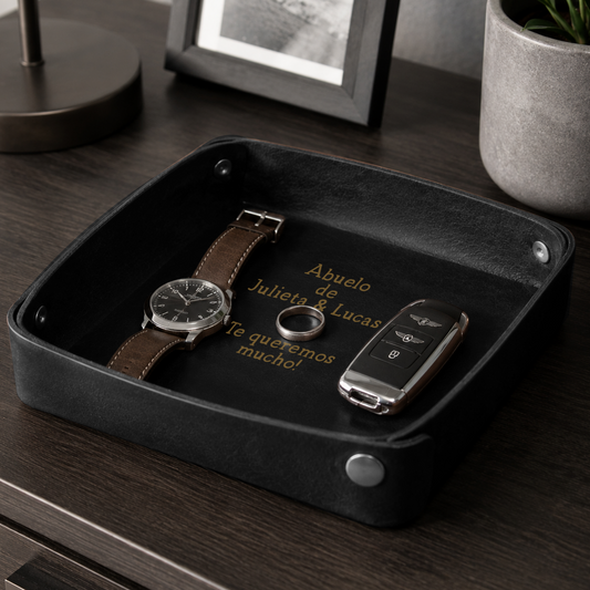Organizador de Mesa de Noche Cuero Papá/Abuelo de ____ (Nombre Personalizado)