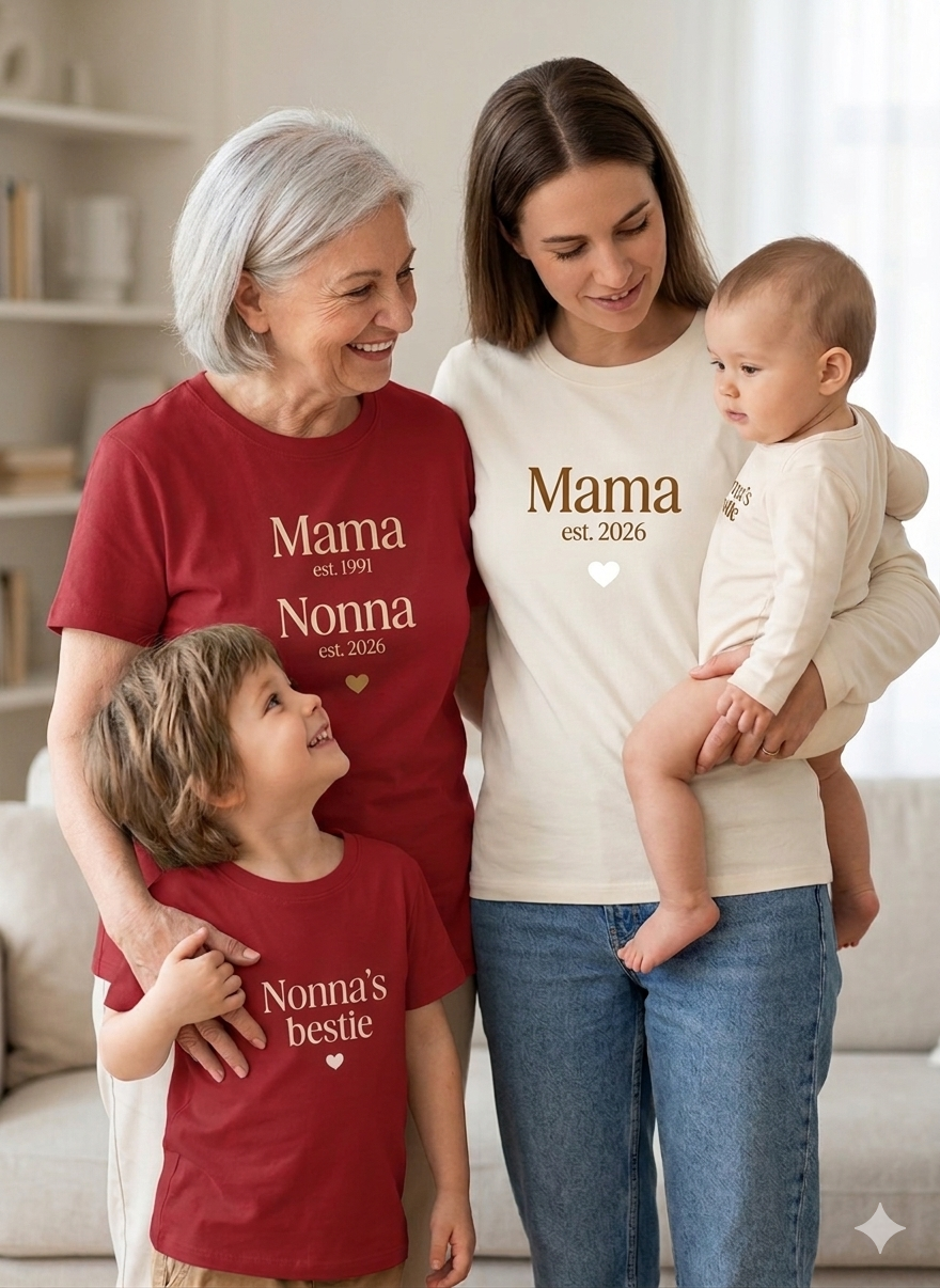 Polo/Polera de Adulto Mama est. + Abuela est. (2 nombres y años personalizados)