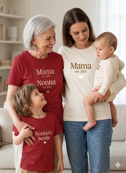 Polo/Polera de Adulto Mama est. + Abuela est. (2 nombres y años personalizados)