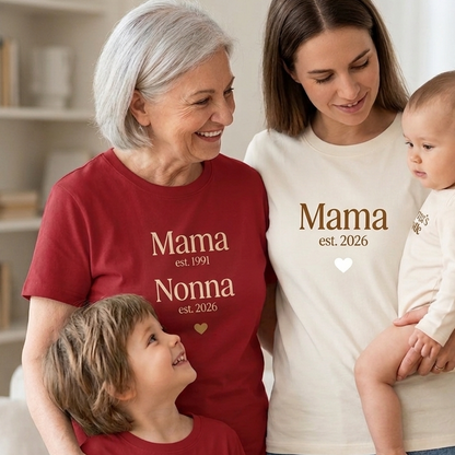 Polo/Polera de Adulto Mama est. + Abuela est. (2 nombres y años personalizados)